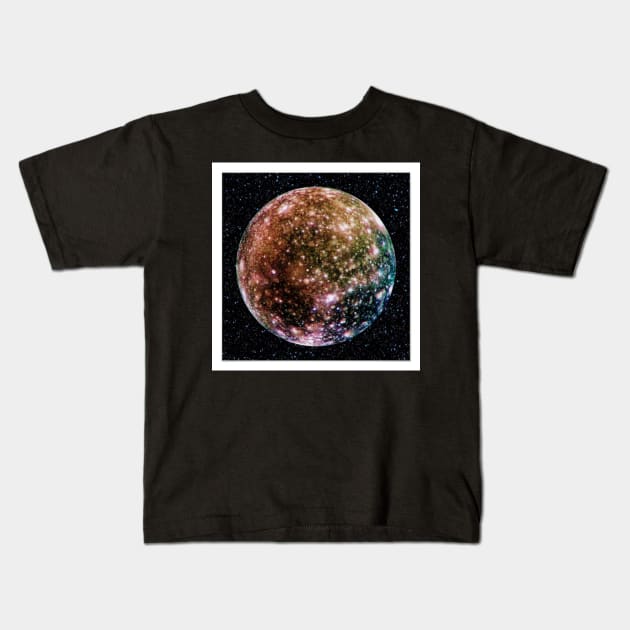 COLORFUL MOON WITH STARS (CALLISTO) Kids T-Shirt by EmikoNamika